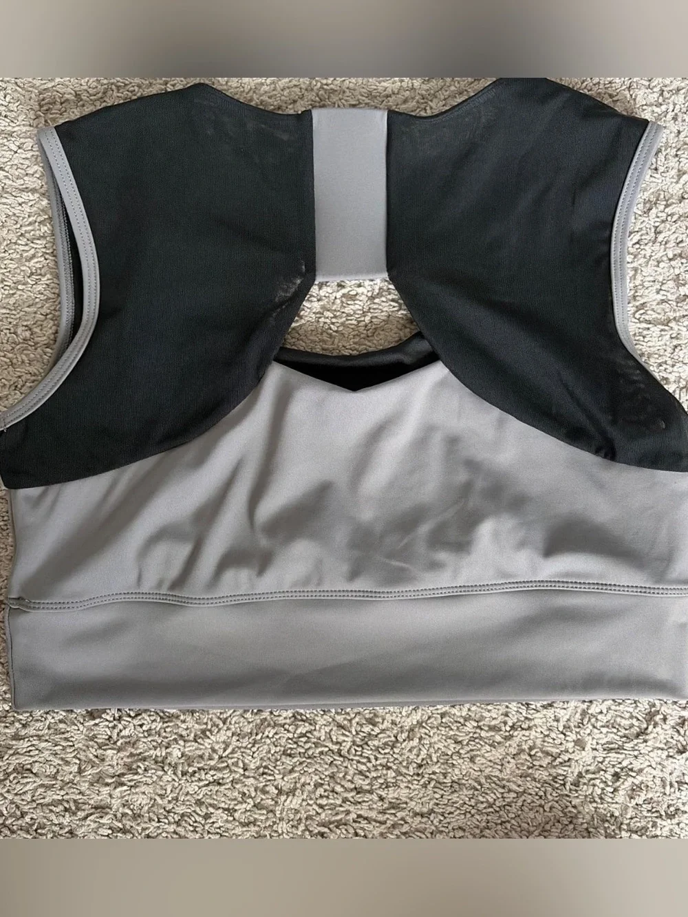 Grey Athletic Crop Top with Back Cutout